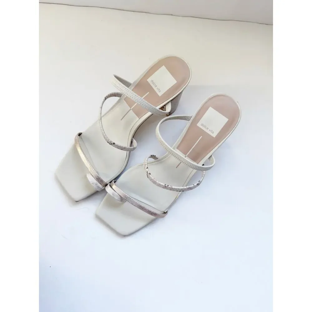 Dolce Vita NWOT Prisma Heels Snake Skin Gold White Sandal 8